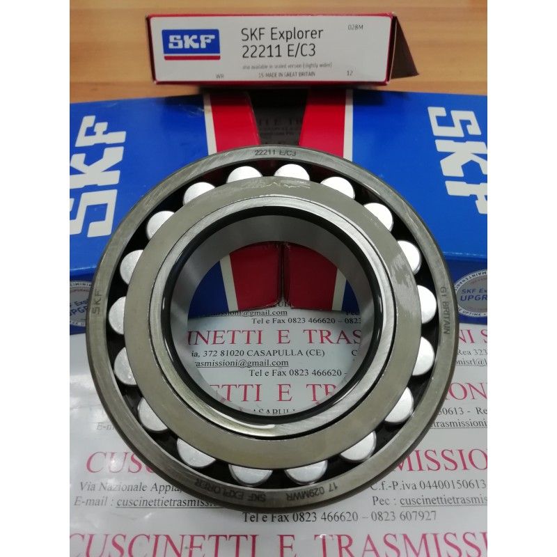 Cuscinetto 22211 E/C3 SKF 55x100x25 Weight 0,8155 22211EC3 Cuscinetto 22211 E/C3 SKF 55x100x25 Weight 0,8155 22211EC3