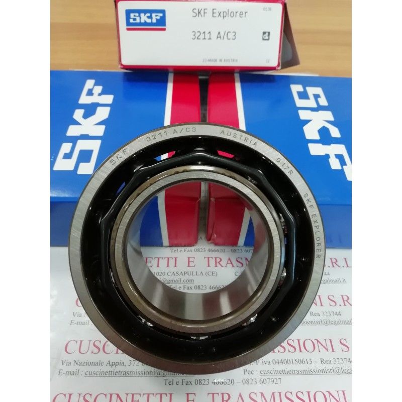 Cuscinetto 3211 A/C3 SKF 55x100x33,3 Gabbia in acciaio 3211AC3,3211A/C3