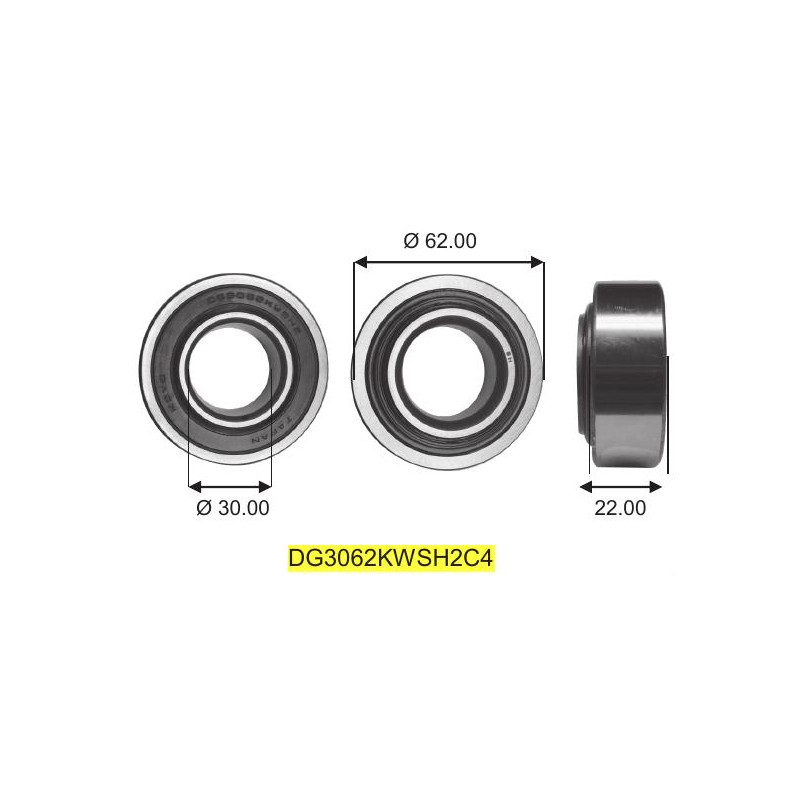 Cuscinetto DG 3062 KW SH2 C4 KOYO (30x62x18/22) Weight 0,198 DG3062KWSH2C4|91052SC2014-HONDA