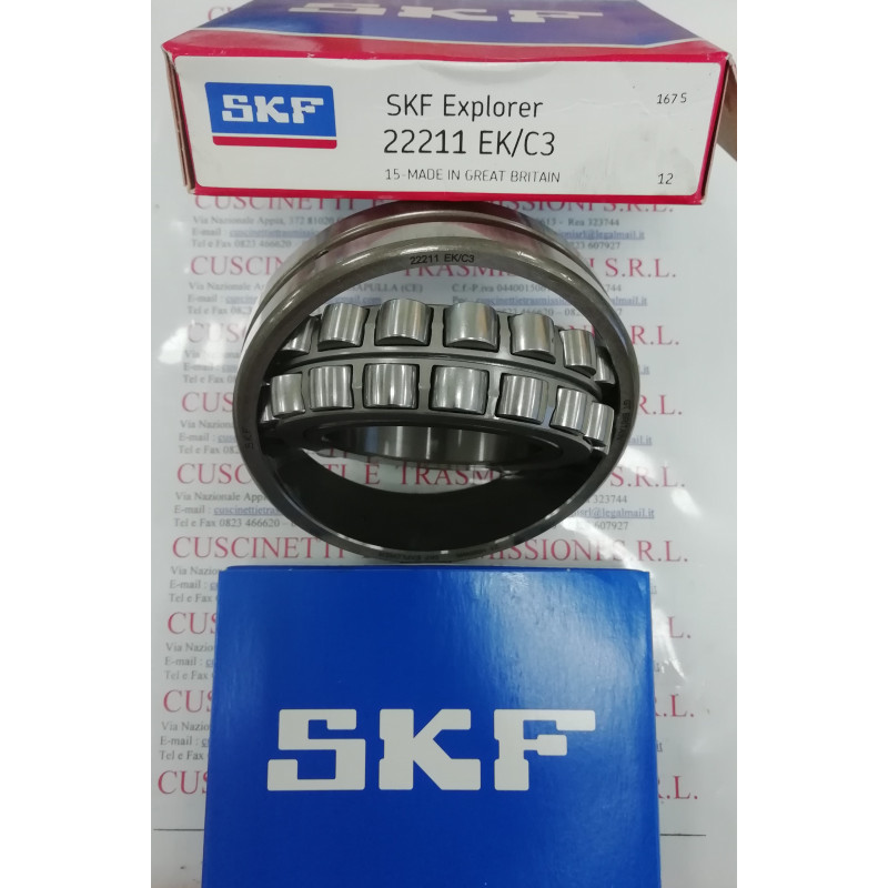 Cuscinetto 22211 EK/C3 SKF 55x100x25 Weight 0,8011 22211kc3,22211ek/c3,22211cckc3w33,22211e1kC3,22211e1xlkc3,