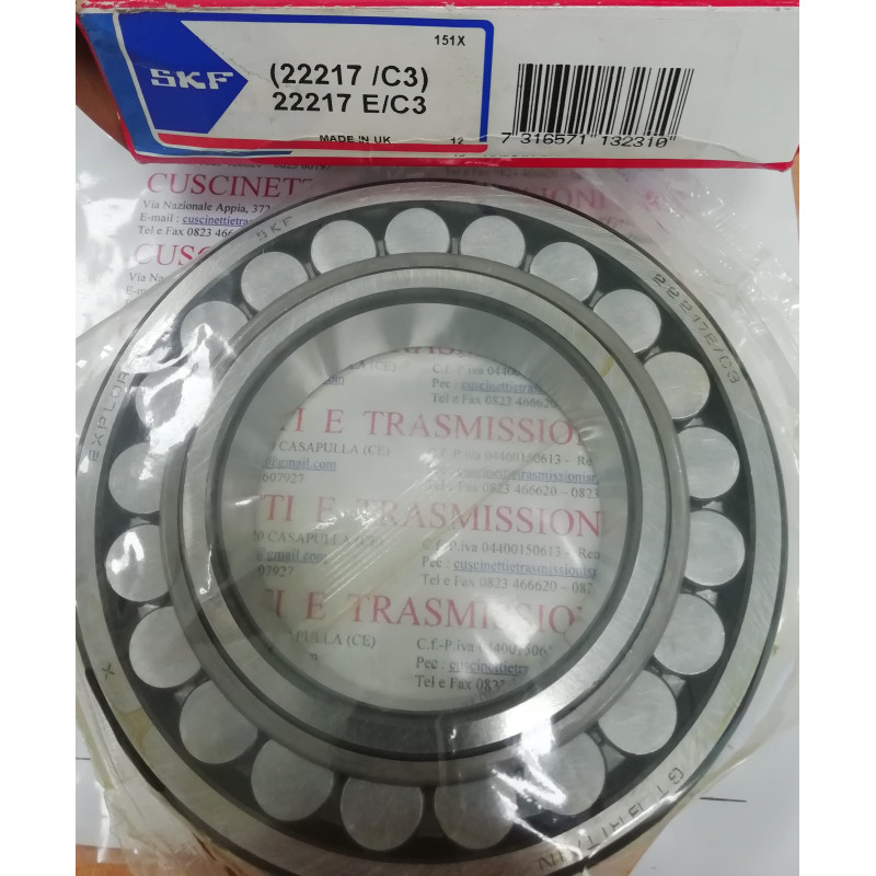 Cuscinetto 22217 E/C3 SKF 85x150x36 Weight 2,6782 22217EC3 Cuscinetto 22217 E/C3 SKF 85x150x36 Weight 2,6782 22217EC3
