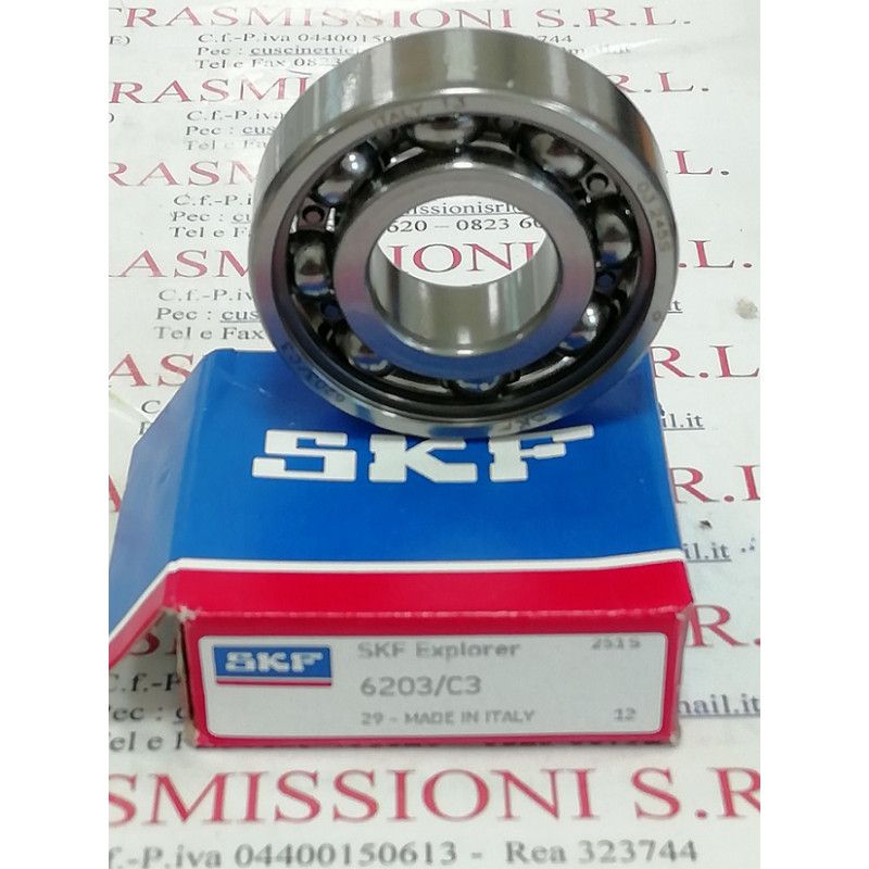 Cuscinetto Rigido a Sfere 6203/C3 SKF 17x40x12 6203c3,6203-c3,6203/c3,6203-c-c3,