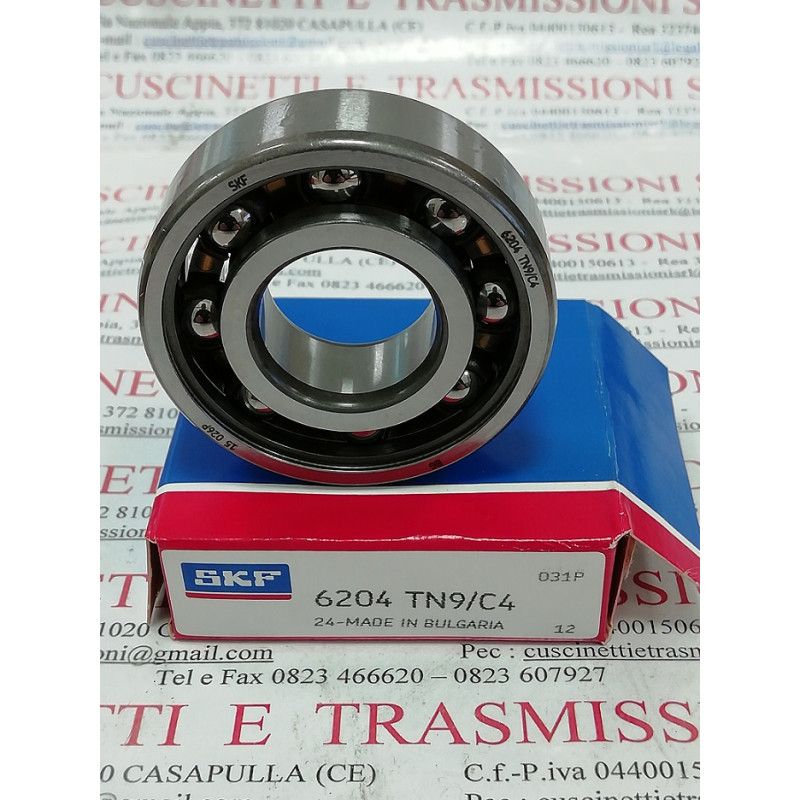 Cuscinetto 6204 TN9/C4 SKF 20x47x14 Peso 0,098 6204tn9c4,6204tvhc4,6204fgc4,6204c4tn9,6204c4fg,6204tn9/c4,