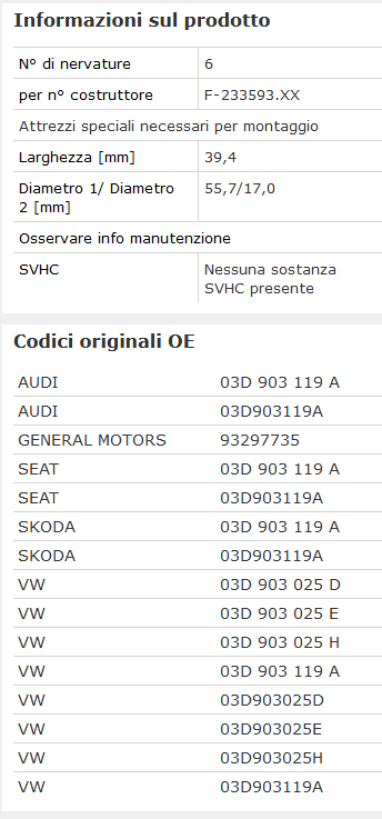 535 0060 10 Dispositivo ruota libera alternatore