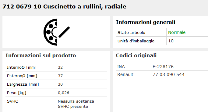 712 0679 10 Cuscinetto a rullini, radiale