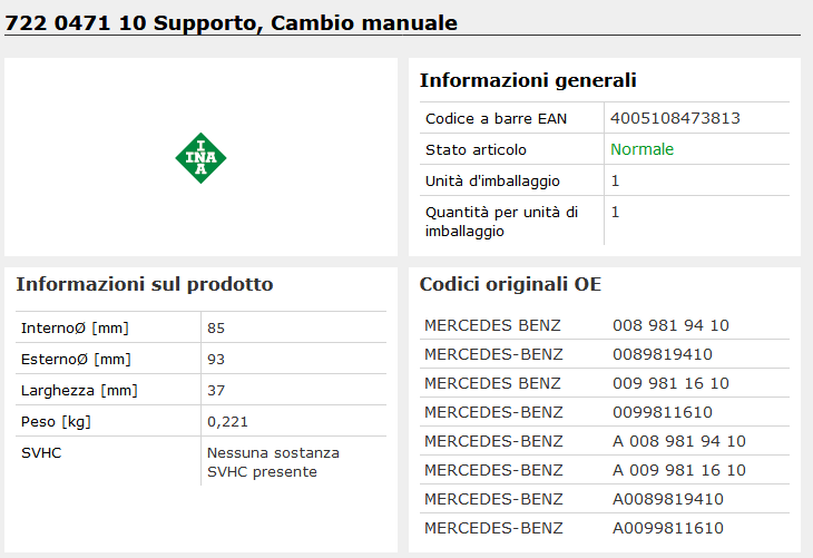 722 0471 10 Supporto, Cambio manuale