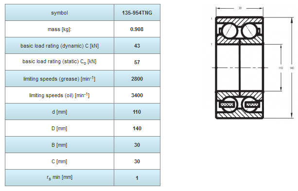 Cuscinetto 135-954 Tng FLT 110x140x30